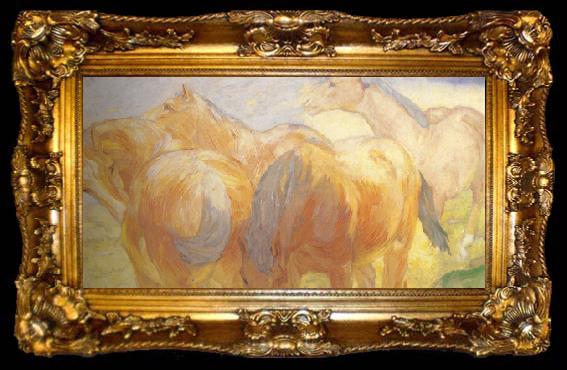 framed  Franz Marc Large Lenggries Horse Painting 1 (mk34), ta009-2